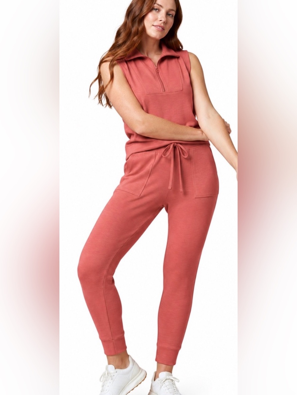 NWT SOFTIES Women’s Pure Dream Copper Rose 1/4 Zip Jogger Lounge Set - Size L